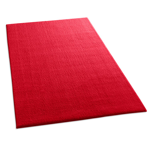 Waschbarer Teppich mit Anti-Rutsch | Flauschiger Flachflor für Badezimmer, Kinderzimmer oder Flur Läufer | Rot